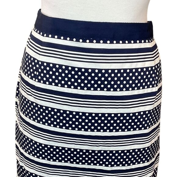 Vineyard Vines Fairway Navy & White Polka Dot Striped Mini Skirt 14 - Picture 4 of 8